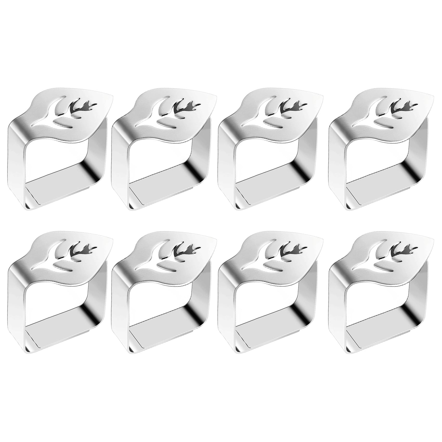 Agwuoetr Silver 8 Pcs Stainless Steel Tablecloth Clip Leaf-Shaped Table Fixing Clip Thickened Non-Slip Tablecloth Rack