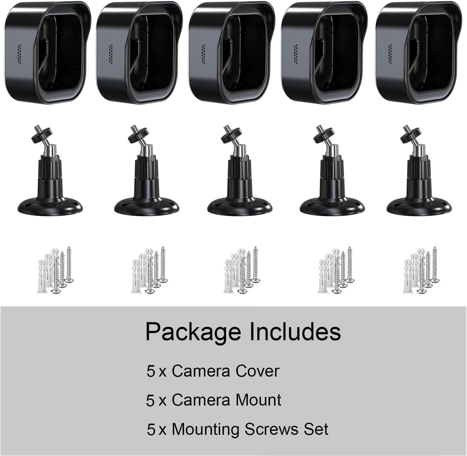 Wall Mount Bracket for Blink Outdoor 4 (4th Gen) & 3 (3rd Gen) & 2K+ (New Model) Camera, Weatherproof Protective Cover Case with 360° Adjustable Mount for Home Security Camera System Black (5 Pack)