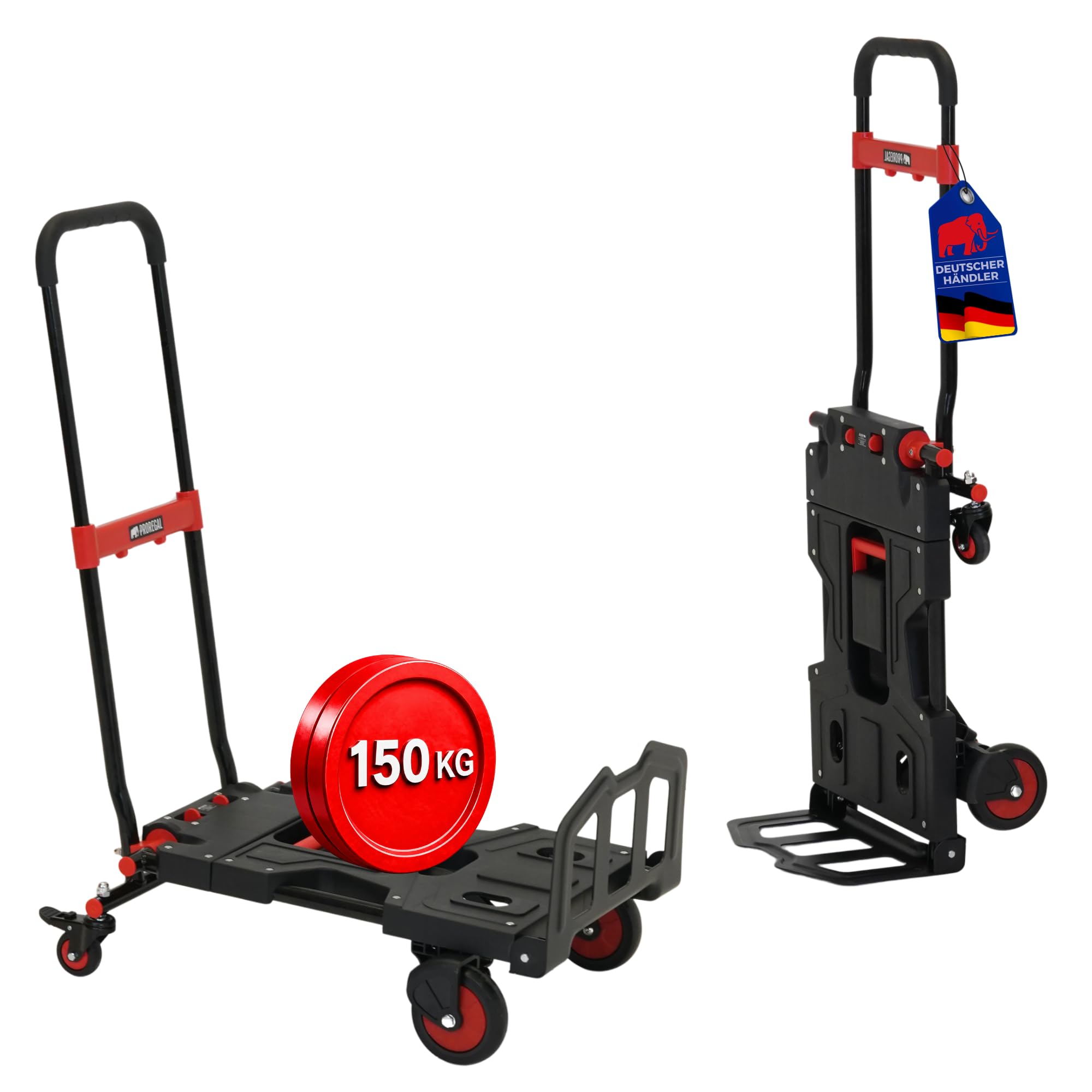PROREGAL 2-in-1 Sackkarre & Plattformwagen klappbar Kodiak 150 kg Tragkraft