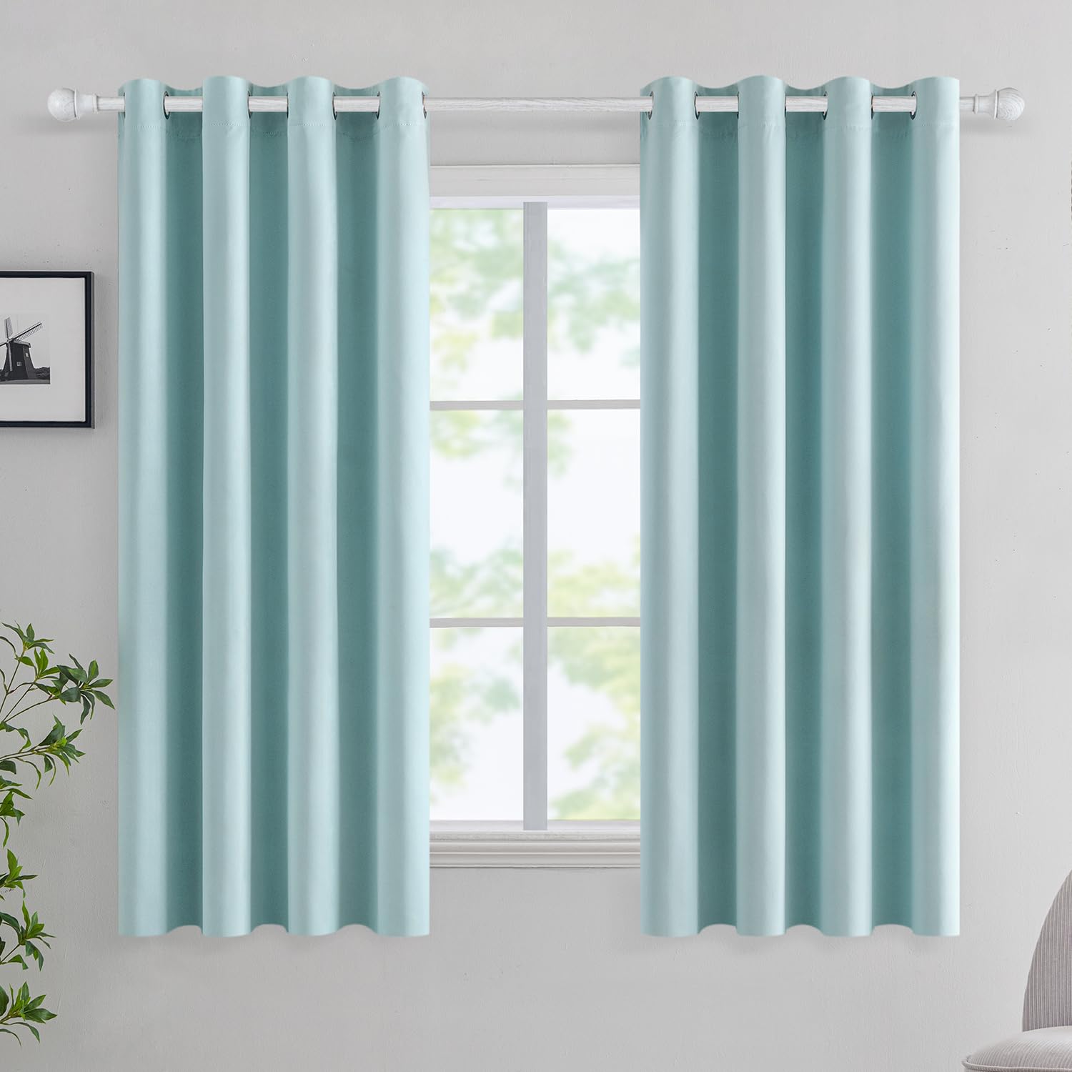 MIULEE Cortinas Salon Opacas 2 Piezas, Azul Claro Cortinas Dormitorio Modernas Cortinas Anti Luz, Habitacion Cortinas Termicas Aislantes Frio y Calor, Fuerte y Suave Ventana Cortinas, 140x160 CM