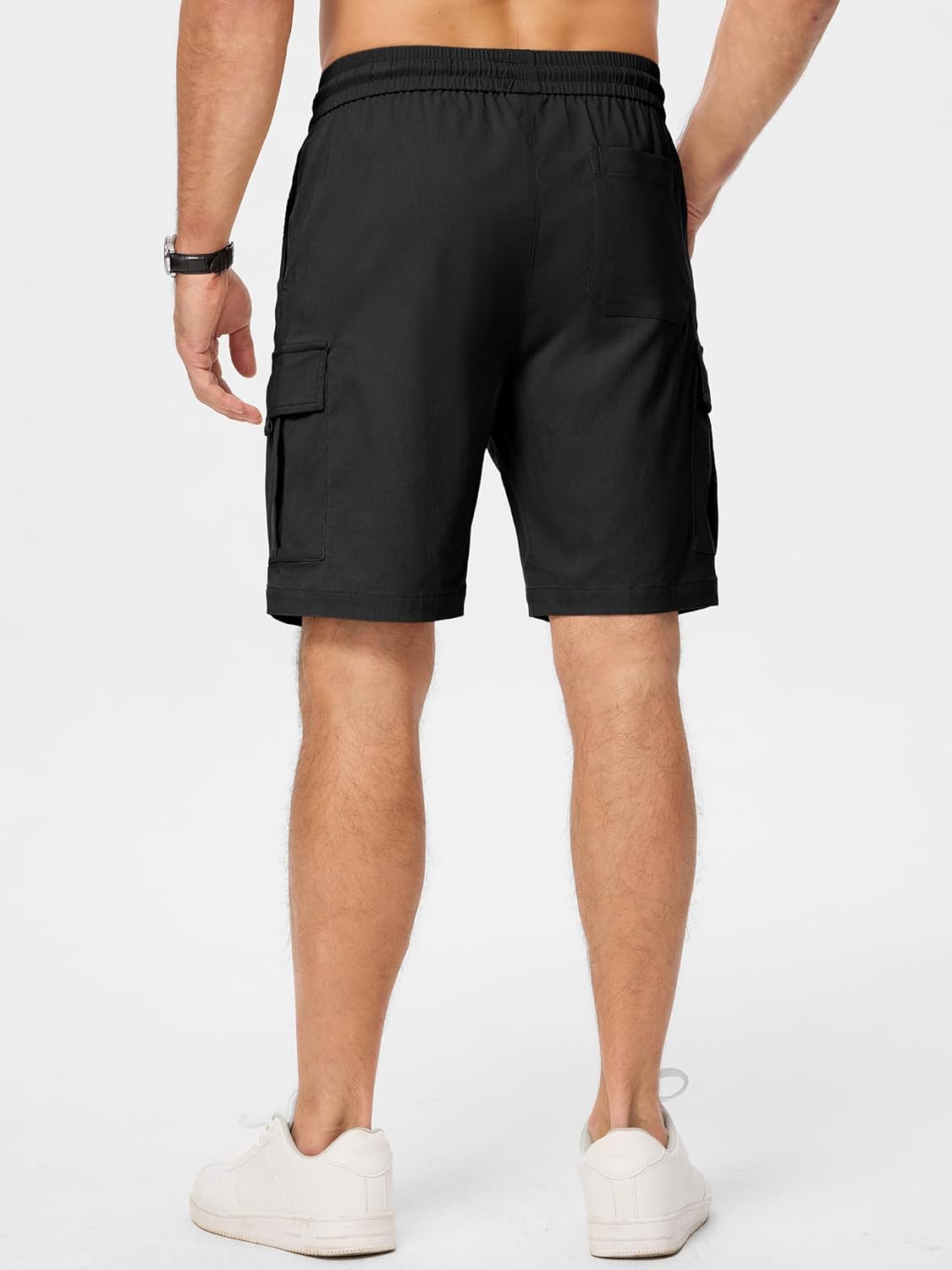 JMIERR Men's Casual Stretch Cargo Shorts Classic Drawstring Elastic Waist Summer Work Short with Multi Pockets - Image 4