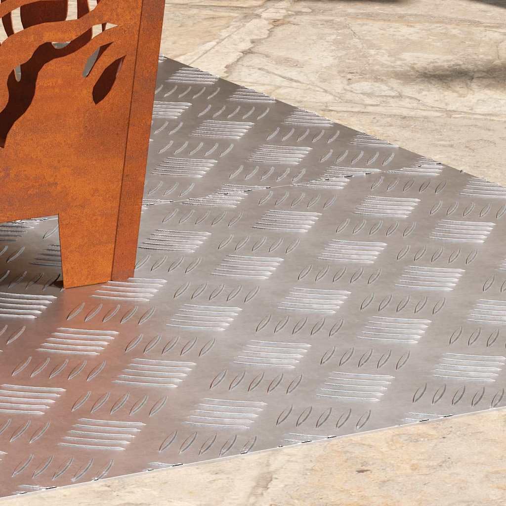 Aluminiowy stopień schodowy z blachy ryflowanej, srebrny, 100 x 50 cm, kątowy prostokątny, zestaw 2 sztuk, antypoślizgowy, do wewnątrz i na zewnątrz, ochraniacz na schody z uchwytem