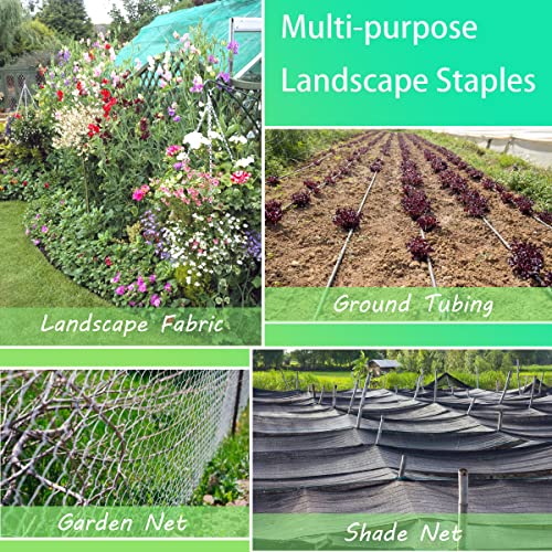100 pcs 6 inch U-Shaped Landscape Staples and 10 pcs Fixing Gasket Sets, Garden Landscape Staples are Suitable for Outdoor Irrigation Hoses, Artificial Turf Nails, Fixed Fences and Tents, etc. - Thumbnail 6