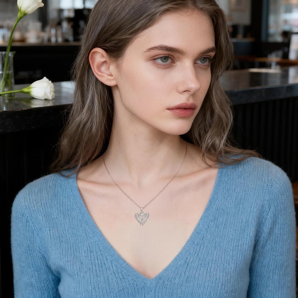 Guardian Angel Necklace for Women Sterling Silver Angel Wings Necklace Jewelry Gifts for Women - Image 4