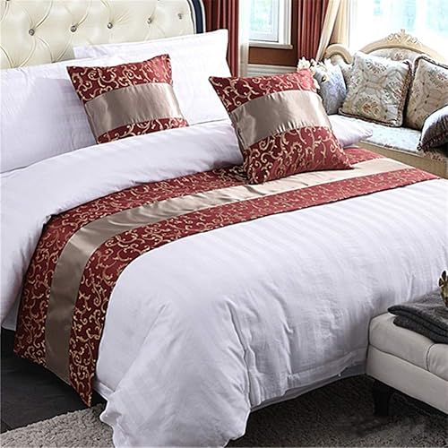 Twelve Corredor de cama rojo King Bedding Bufanda Protector de cama bufandas decorativas para dormitorio, hotel, boda, sala de 19.7 x 94.5 in