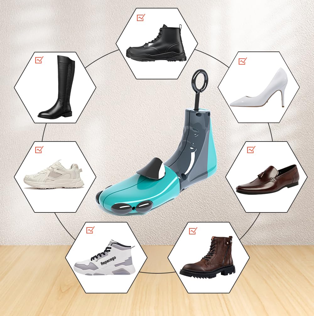 Arboles de zapatos azules para hombres y mujeres, ancho ajustable, expansor de zapatos, pies anchos (2 unidades), Amarillo, L(fits US size 10-13.5；EUR size 40-47)