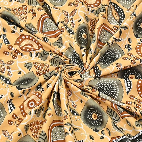 Image of India 100% Pure Cotton Jaipuri Printed Double Bedsheet with 2 Pillow Covers | Traditional Sanganeri Floral Design | Soft Breathable Fabric | King Size Bedsheet for Bedroom (Kaya55)