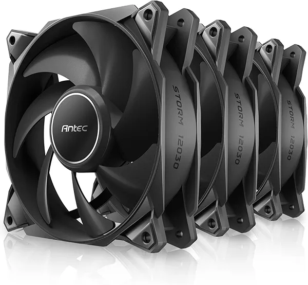 Antec 30mm Thickness Fans, 120mm x 30mm Case Fans, PWM Fans, 2200RPM, 80.47CFM, 2.95mmH₂O, 4 Pin PWM Connector, 120mm Fan, Storm T3 Series 3 Packs