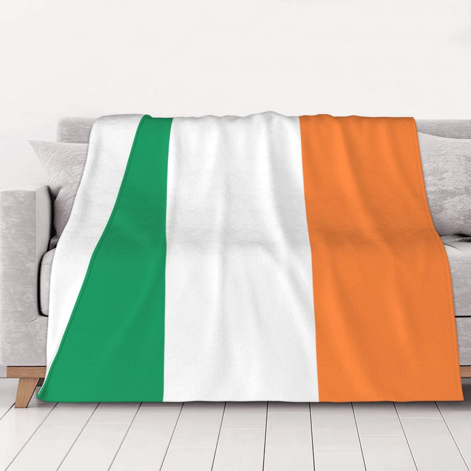Couverture en flanelle drapeau irlandais plaid doux pour lit et canapé toutes saisons