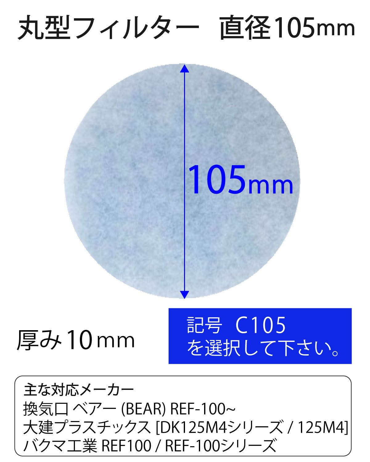 ビーワンショップ 給気口フィルター 換気口フィルター １０枚入 (直径105mm…