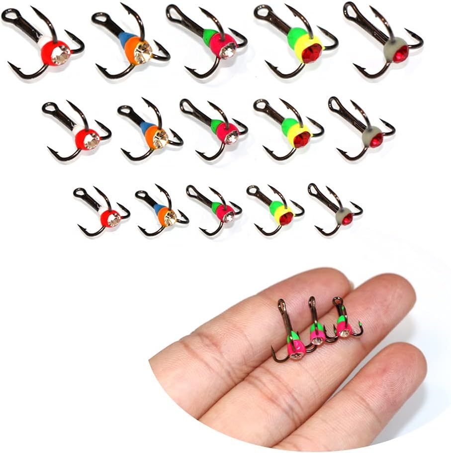 Ice Fishing Jigs with Treble Hooks Lead Jig Hooks Winter Metal Lures
