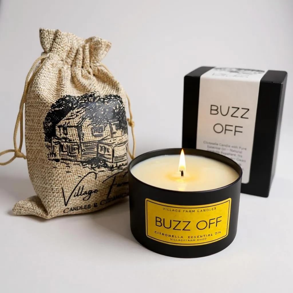 Large Citronella Candle with Pure Essential Oil โ Natural Mosquito Repellent | No Synthetic Yellow Dyed Fragrance | Clean Burn for Patio, Camping, BBQ, Indoor & Outdoor Use | Handcrafted | Small Batch