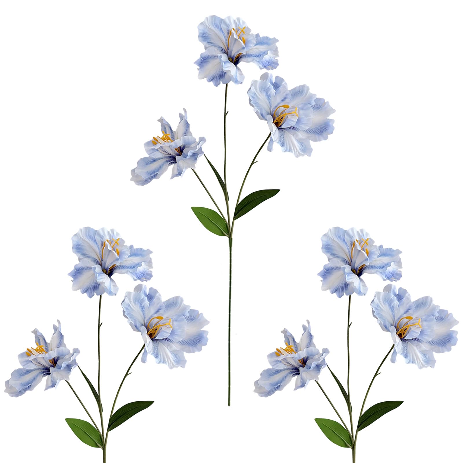 PANGBOER Of 3 Realistic Irises Flower Arrangements Artificial Silk Fade Proof Stems for Home Offices Decors