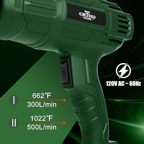 Miniatura 2 de Pistola de calor de 1500 W, kit de pistola de aire caliente de calor rápido con ajustes de doble temperatura de 662  y 1022 , 4 boquillas para