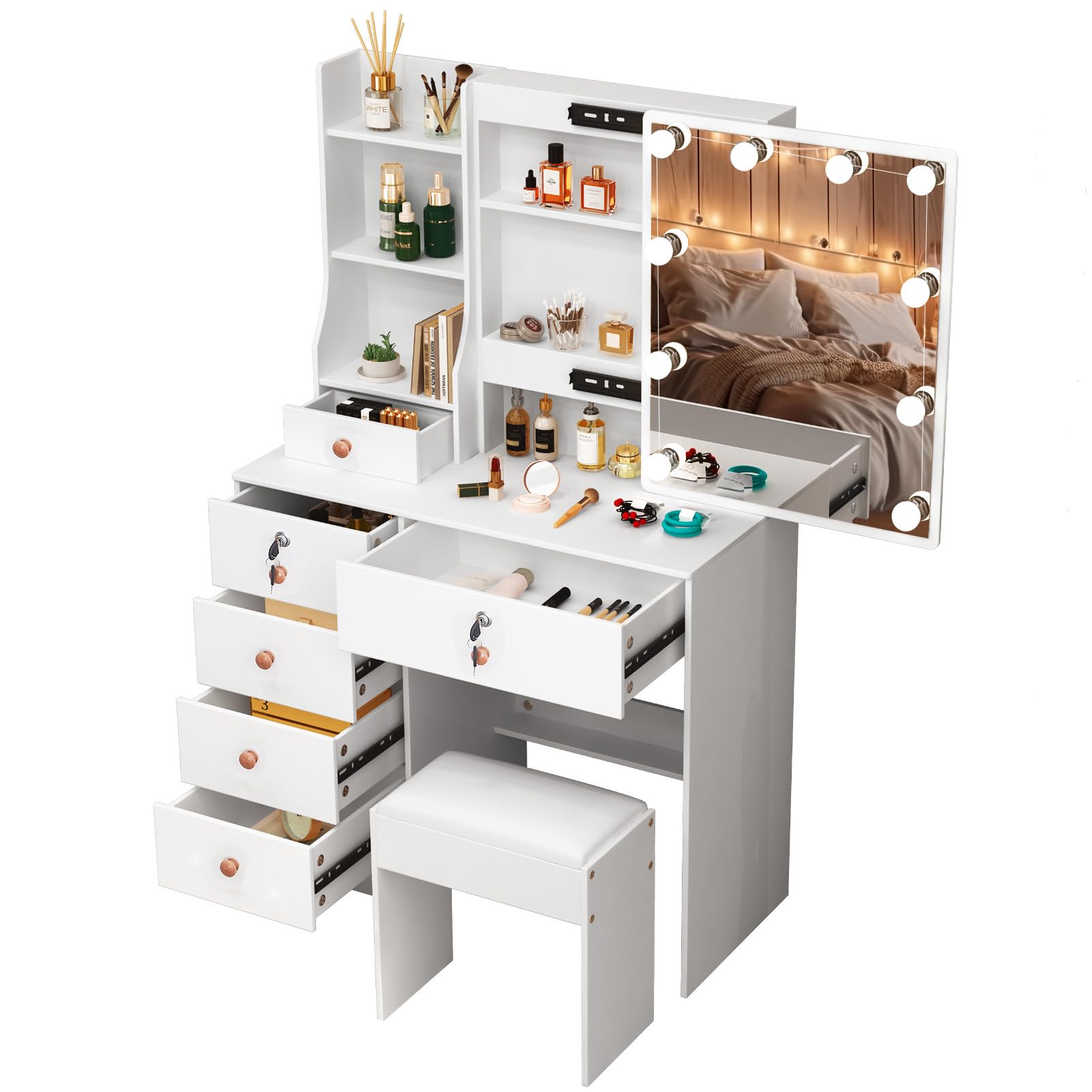 Teousev Vanity Desk with Mirror