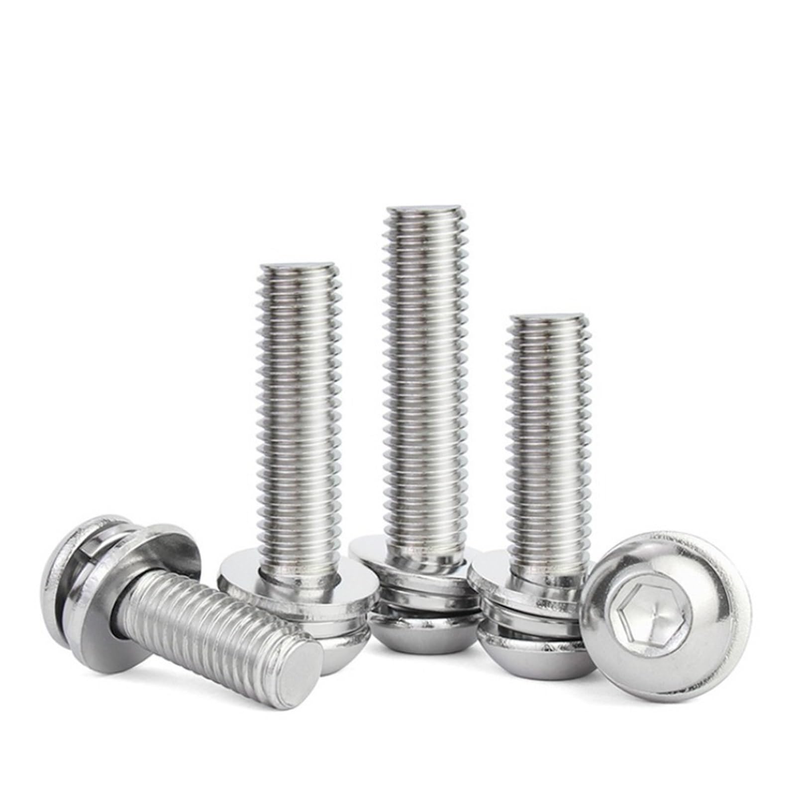 5-20 Sztuk Sześciokątne Gniazdo Śruba Z Łbem Walcowym Płaska Podkładka Sprężysta Połączenie M5 M6 M8 304 Stal Nierdzewna(50mm,M5(20pcs))