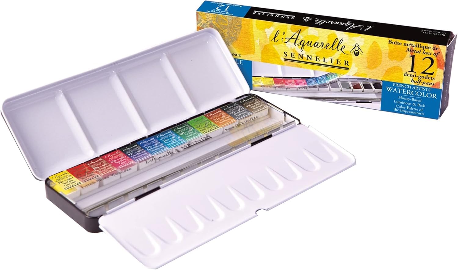 Sennelier Aquarelles 12 Half Pans Tin