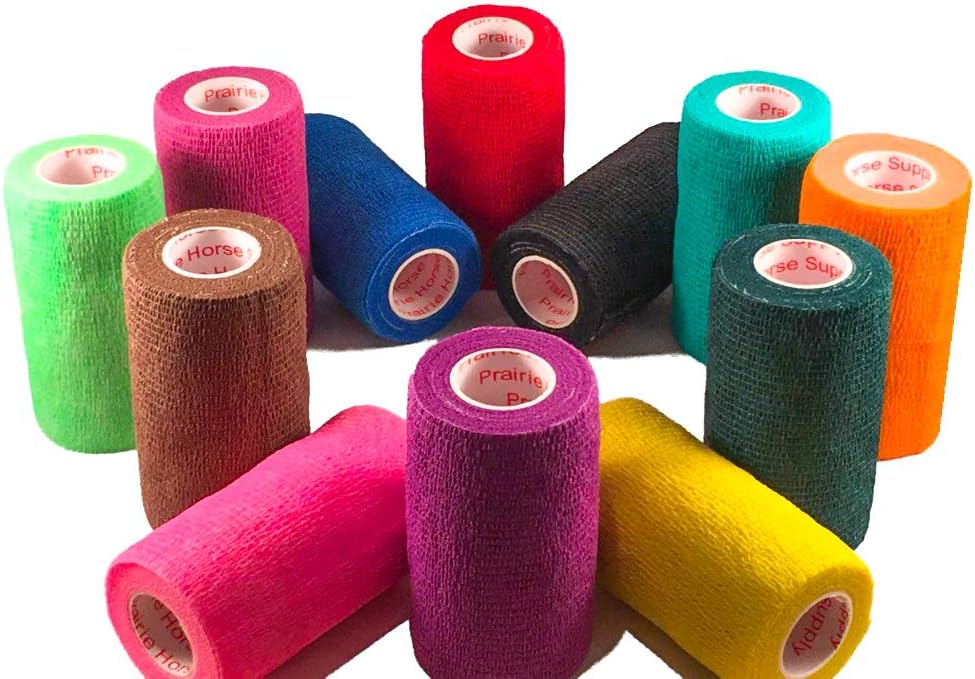4 Inch Vet Wrap Tape Bulk (Assorted Colors) (Pack of 6) Self Adhesive Adherent Adhering Flex Bandage Grip Roll for Dog Cat Pet Horse : Pet Supplies