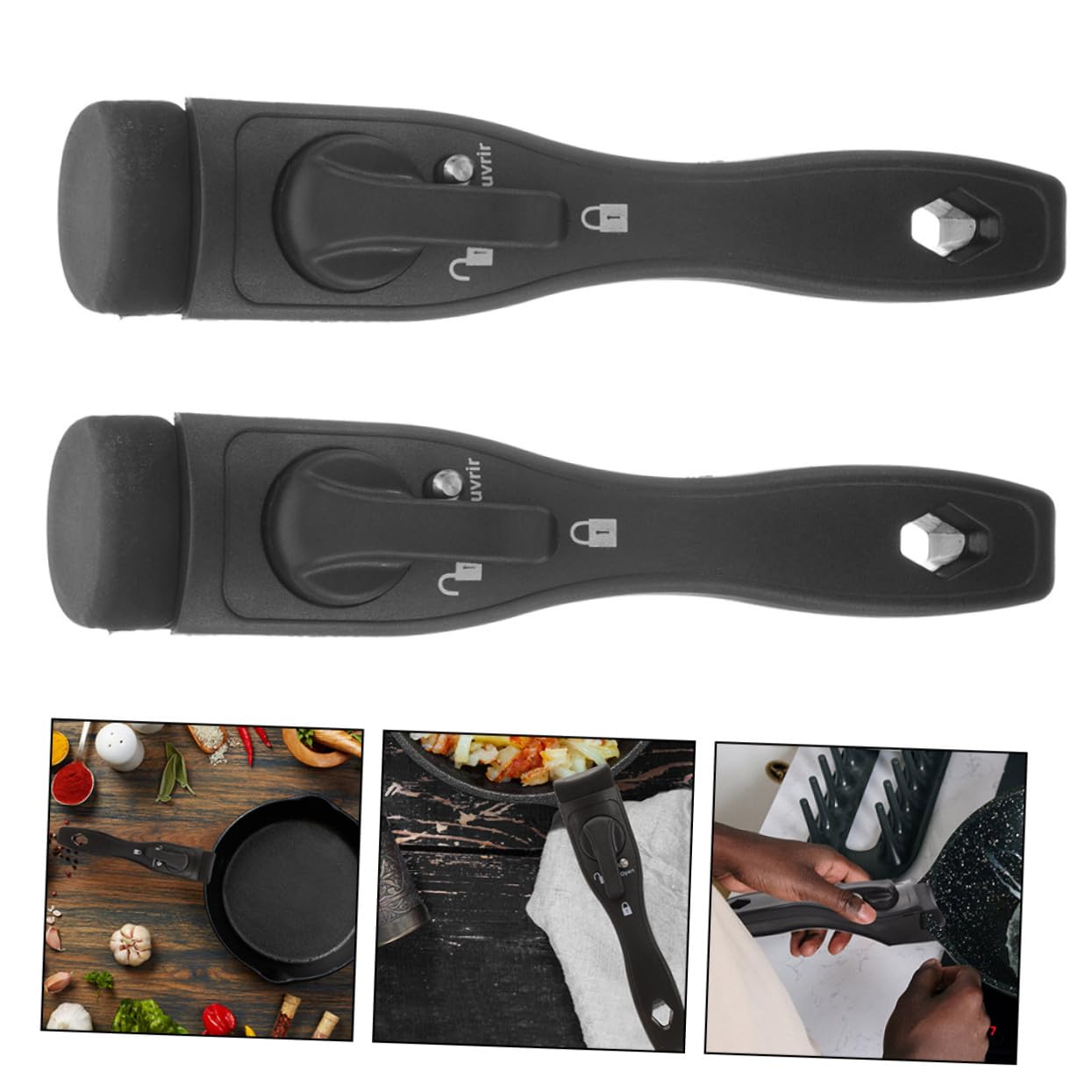 TOYANDONA 2 Stück Teiliges Abnehmbar Hitzebeständig Passend Ersatzgriff für Pfannen und Töpfe Ergonomisch Kompakt Schwarz mit Aufhängeloch Praktische Handhabung