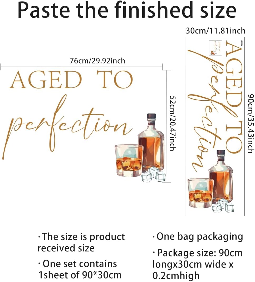 Aged to Perfection Decal - Whiskey Wine Cigarette Themed Decorations for 30th 40th 50th 60th 70th 80th Party,Men Birthday Decal for Balloons Arch Backdrop (Aged to Perfection)