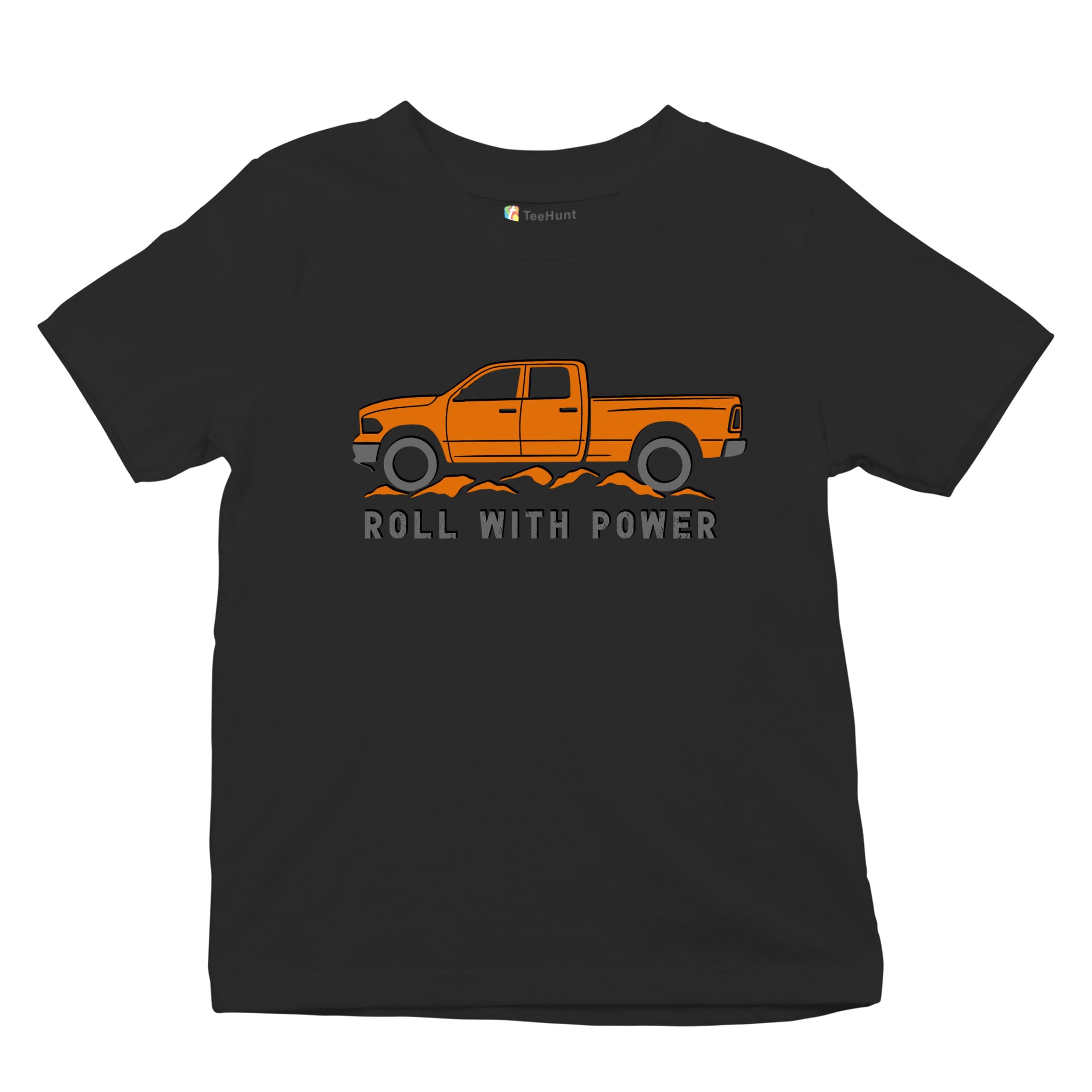 Tee Hunt Roll with Power Pickup Truck Youth Short Sleeve T-Shirt