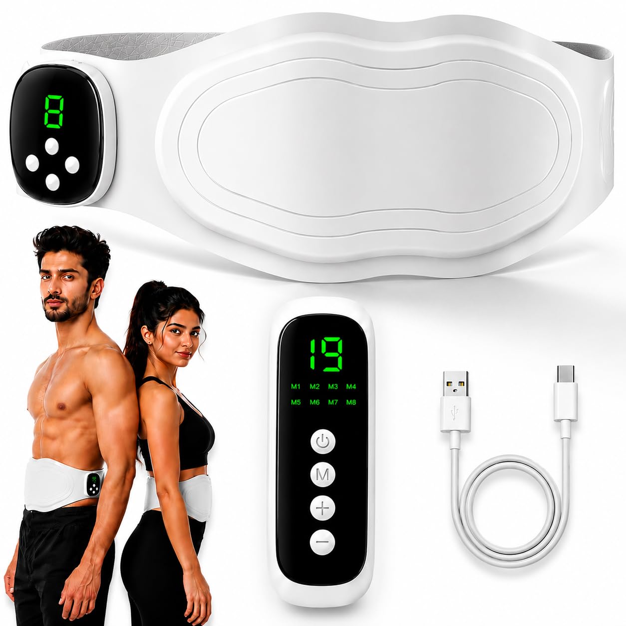 Smart EMS Slimming Heating Waist Massager Belt for Men & Women | Ultra-Thin 1mm Design | Rechargeable Abdominal Muscle Stimulator with Remote Control | 8 Massage Modes & Adjustable Heat Levels | Waist, Back & Belly Pain Relief | Adjustable Velcro Fit 65–129 CM | 1-Year Warranty-image-25
