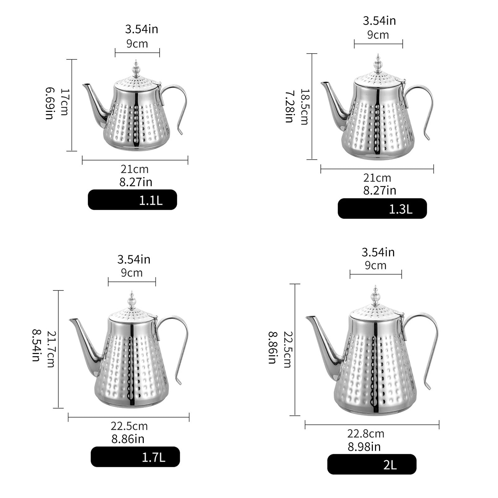 Bouilloire à thé en acier inoxydable avec infuseur amovible et filtre