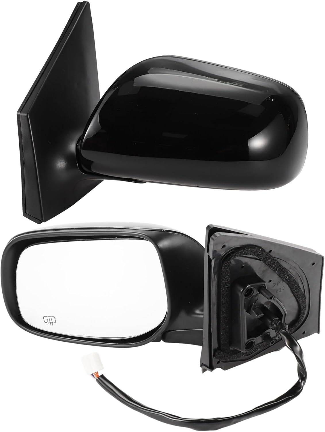 Door Mirror Replacement Side View Mirror Assembly Compatible For Toyota for Corolla 2009-2013 Power Mirror Adjustment(Right White) (Left Gloss Black)
