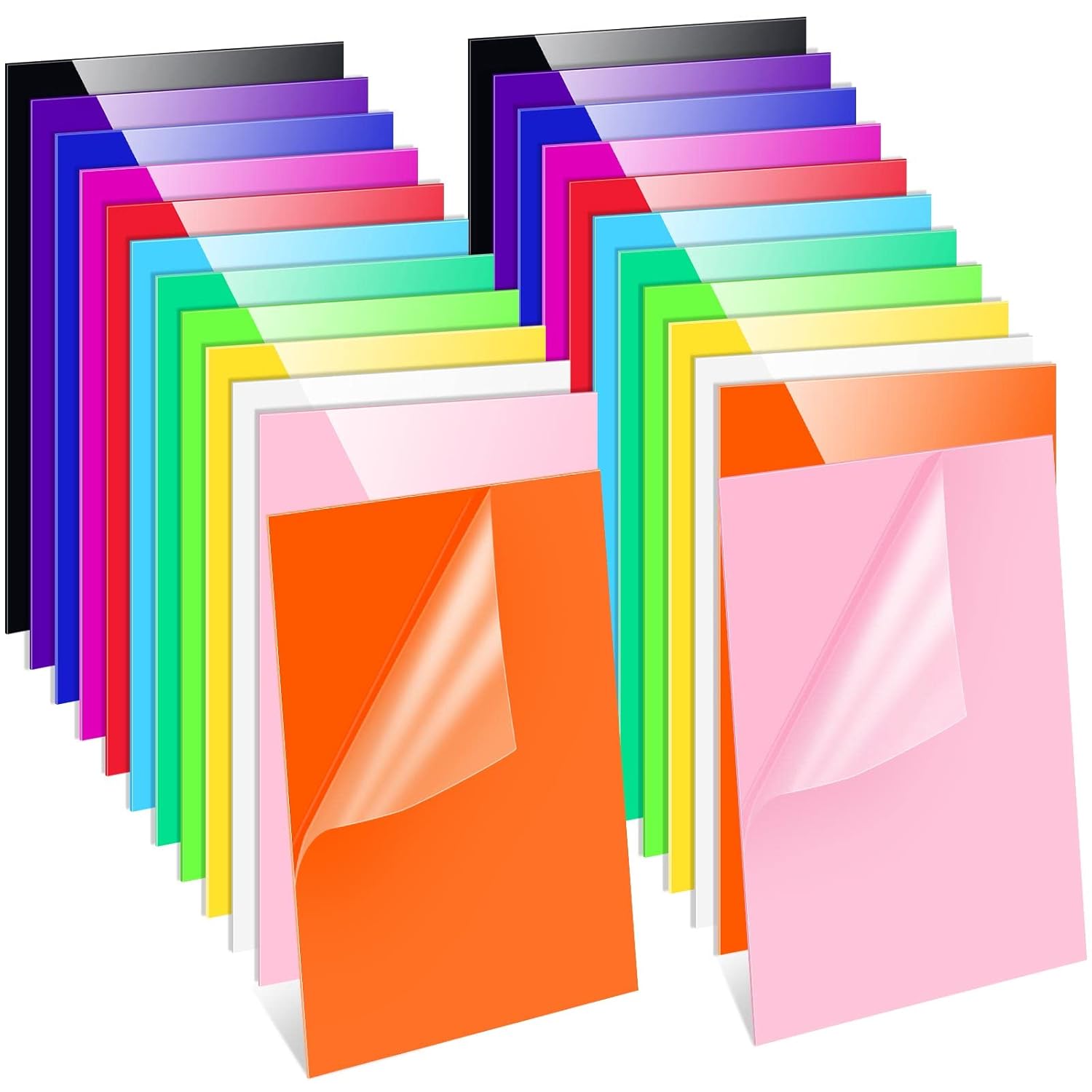 Remerry 24 Pcs 12 x 8 Inch Colored Acrylic Sheets, 0.08'' Thick (2 mm), 12 Colors Opaque Panels with Protective Paper, for Crafts, DIY Projects, Art Display, Laser Cutting Engraving