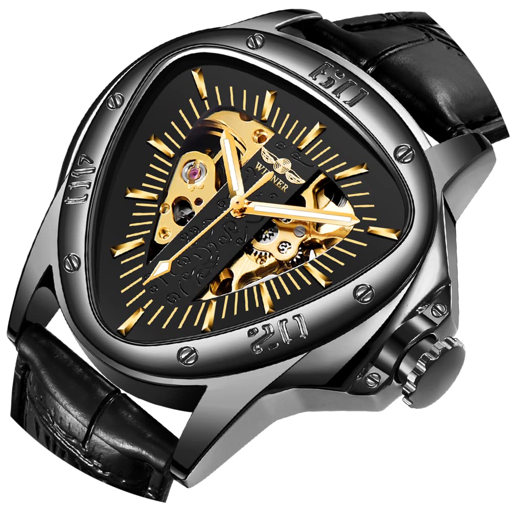 Fashion Automatic Mechanical Mens Wrist Watch Triangle Racing Dial Golden Skeleton Dial (B08VNKPPXN) Amazon Price History, Amazon Price Tracker
