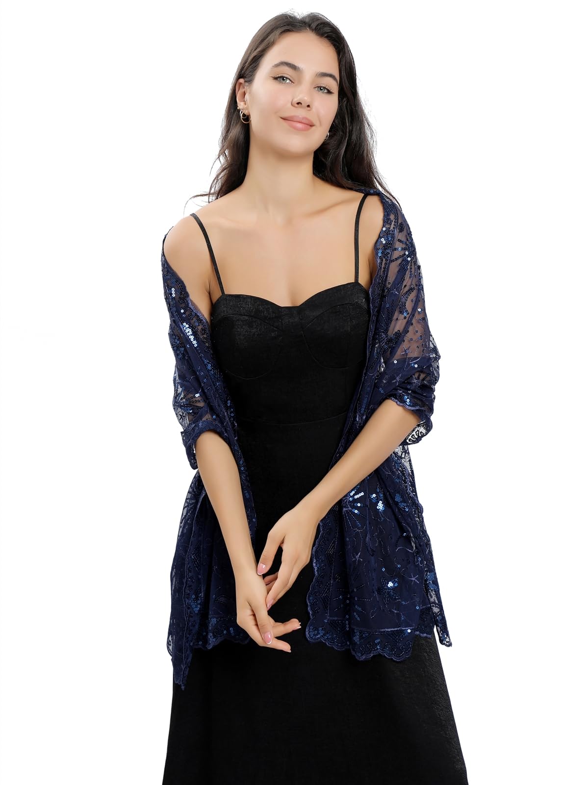 GIBZ Glitzer Schal Damen Leichte Stola mit Pailletten Elegant Glitzerschals für Hochzeit Abendkleider Party
