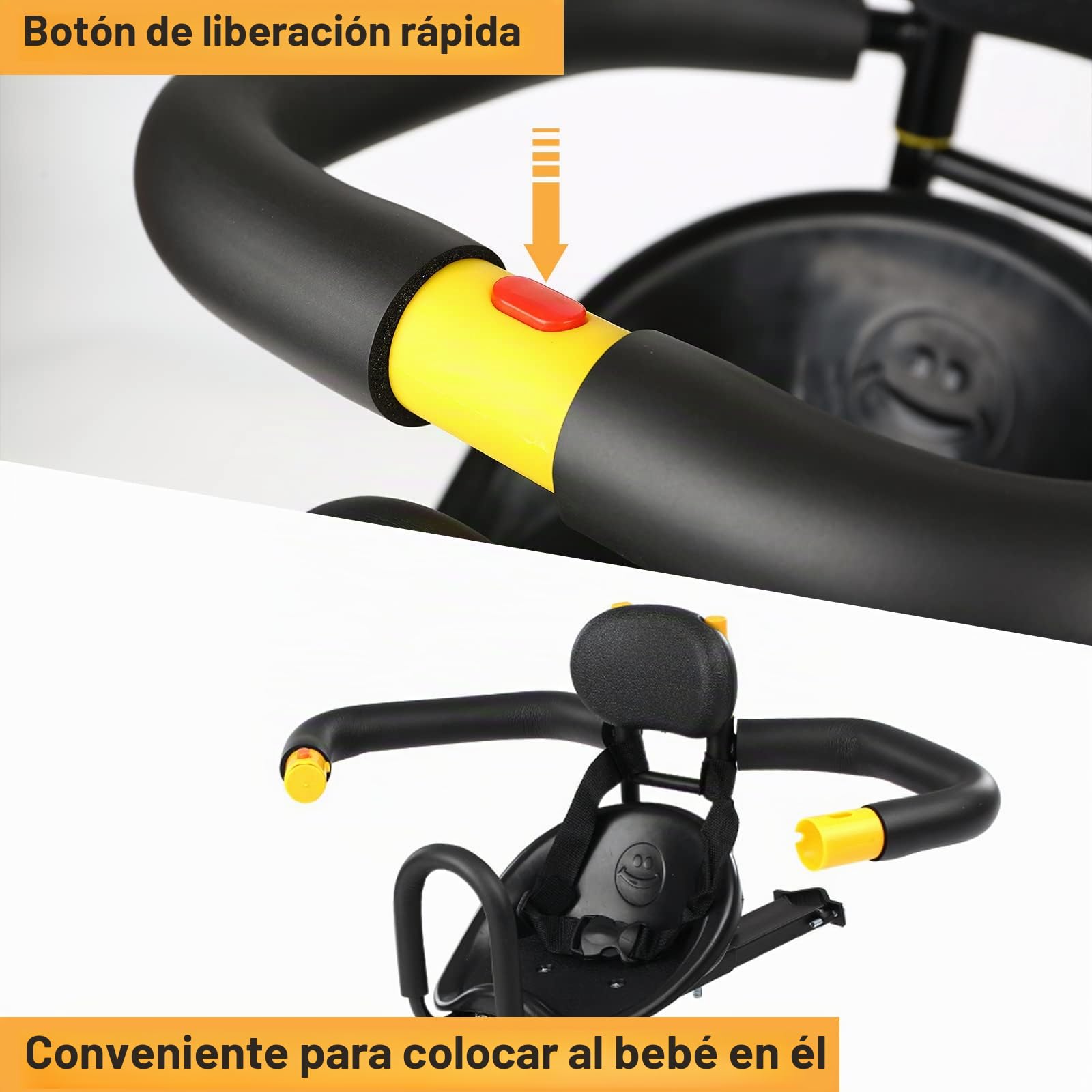 Asiento de bicicleta infantil para niños, asiento delantero para bicicleta de montaña con manillar para bicicleta de carretera