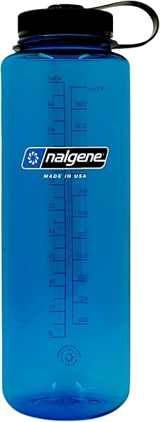 Nalgene Sustain Tritan BPA-Free Water Bottle Made with Material Derived from 50% Plastic Waste (using ISCC certified mass balance), 48 OZ, Wide Mouth, Blue