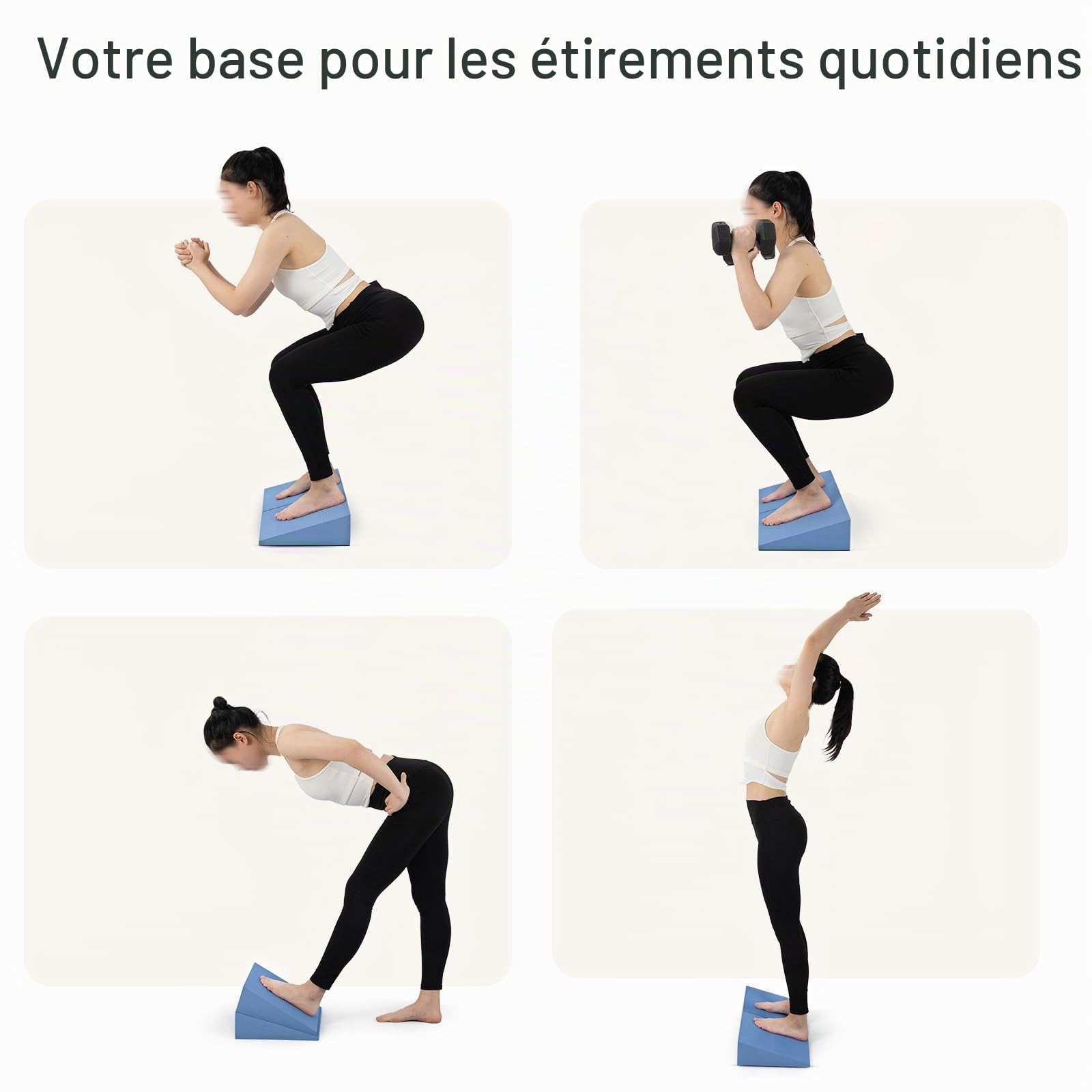 StrongTek Paire de cales en mousse de yoga de 33 cm, planche inclinée, étirement du mollet, améliore la résistance du bas des jambes, la stabilité, cale inclinée, genouillère, soutien du dos, coussin