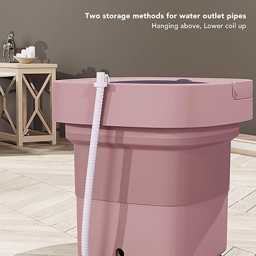 Miniatura 2 de Lavadora portátil, mini lavadora plegable y secadora giratoria, pequeña lavadora de cubo ligera para camping, viajes, apartamento (enchufe de EE.