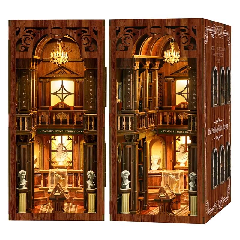 Villageboom Book Nook LED Lights Kit, DIY Miniature Library Old Books, 3D Wooden Construction Kit for Bookshelf Decoration - Image 3