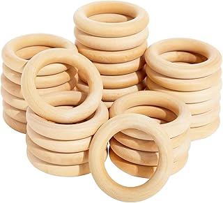 20Pcs Natural Wooden Rings for Crafts, Unfinished Wood Rings for Macrame Rings Solid Natural Wood Rings for DIY Crafts Macrame Supplies(2.17inch/5.5cm)