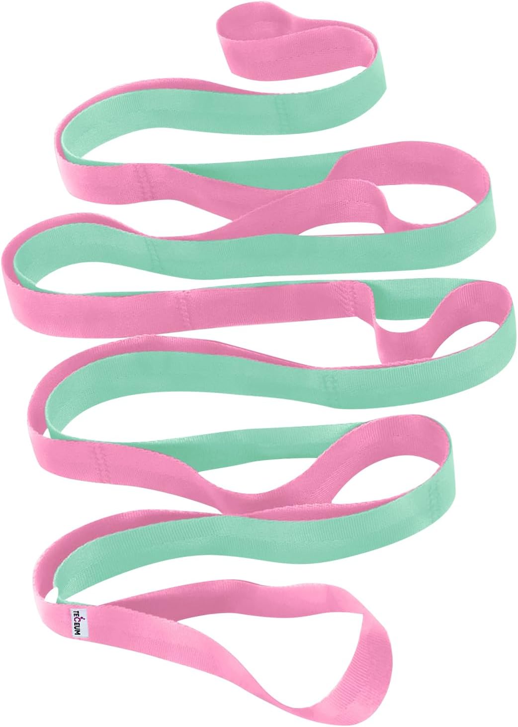 TECEUM Stretching Strap for Yoga & Physical Therapy – 10 Loops – Non-Elastic Leg Stretch Straps for Stretching, Exercising, Pilates, Post-Injury Rehabilitation for All Levels – Men & Women