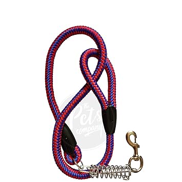 The Pets Company Rope Dog Leash with Shock Spring for Large & Giant Dogs, 54 Inches, Red