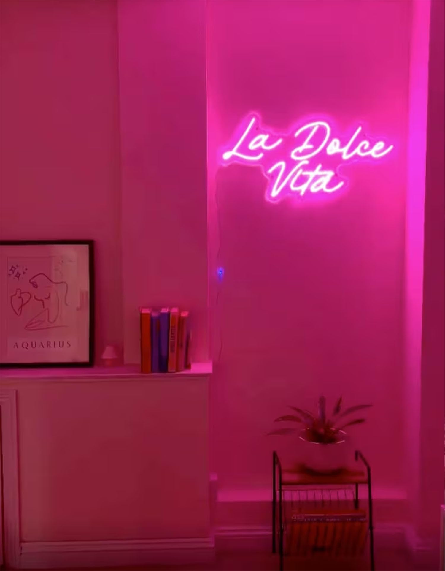La Dolce Vita Pink LED Neon Sign, Sweet Life" in Italian, Illuminated Text Neon Lights for Bedroom, Bars, Clubs Home Decor Wall Hanging Led Lamp Gift Size:20inch