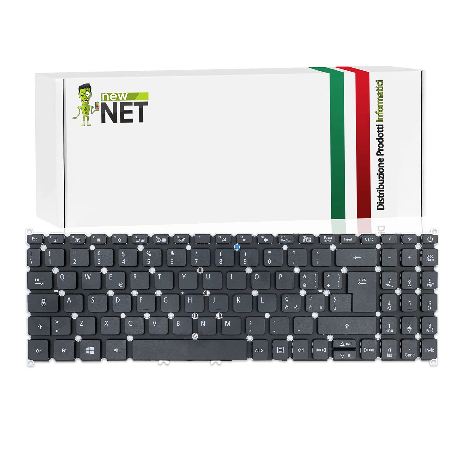 NewNet Keyboards - Tastiera Italiana Compatibile per Notebook Satellite C55-A-140 C55-A-141 C55-A-142 C55-A-143 C55-A-144 C55-A-145 C55-A-146 C55-A-14D C55-A-14G C55-A-14X con Frame