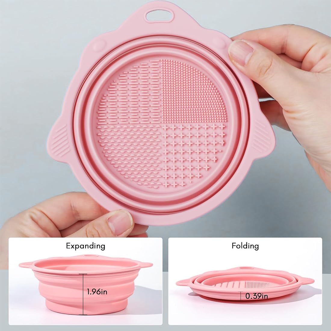 Almohadilla de silicona para limpieza de brochas de maquillaje plegable portátil