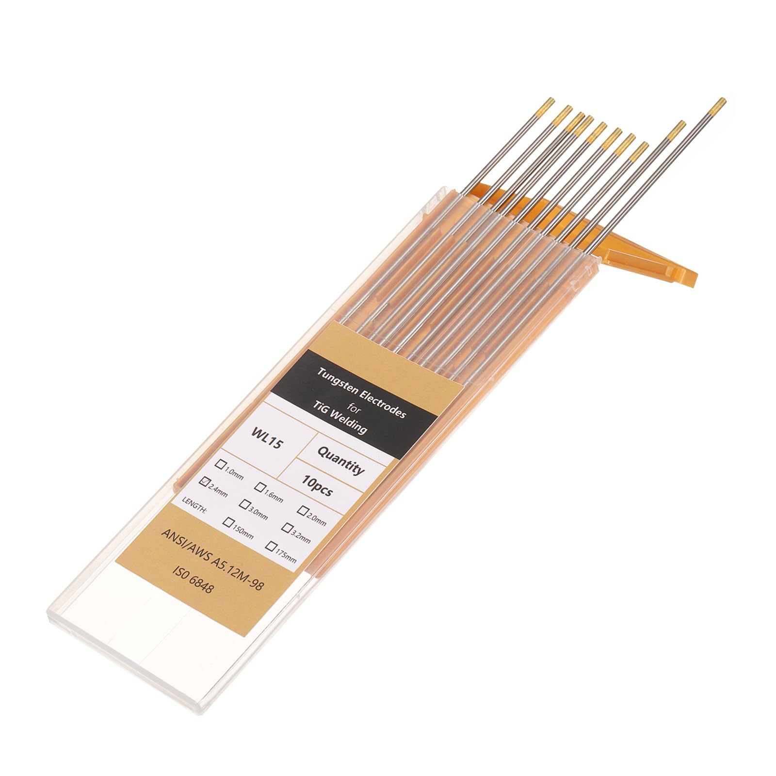 QUARKZMAN 10 Stück TIG Schweiß Wolfram Elektroden 3/32" x 7" 1.3-1.7% Lanthan Für Edelstahl Schweißen Aluminium Magnesium Legierung Schweißen Industrie Fertigung Goldton WL15