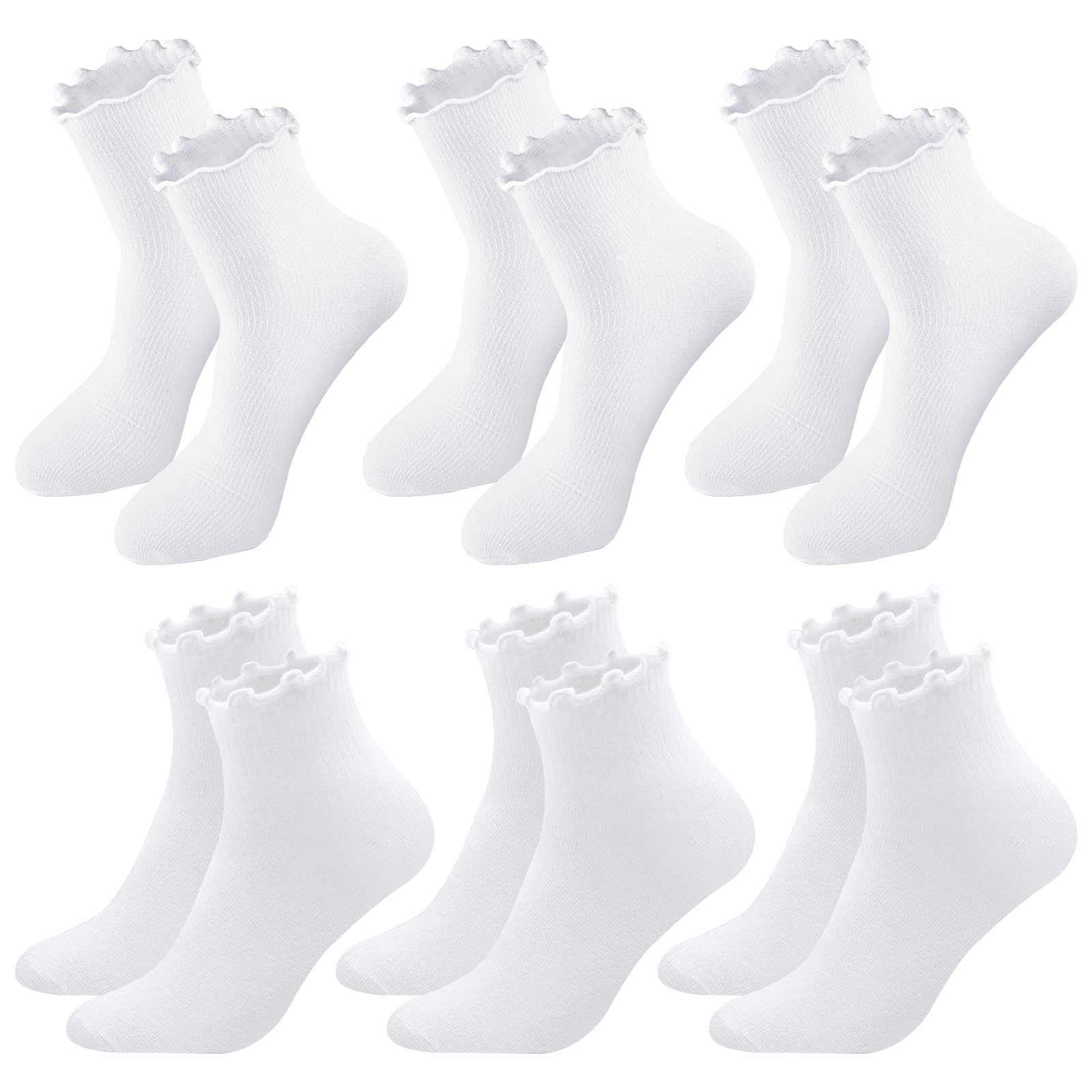 MoonyLI 2 paar katoenen sokken voor dames, extra warme winter, crew-bootsokken, kanten sokken met ruches, ruches, kant, top, katoen, casual sokken
