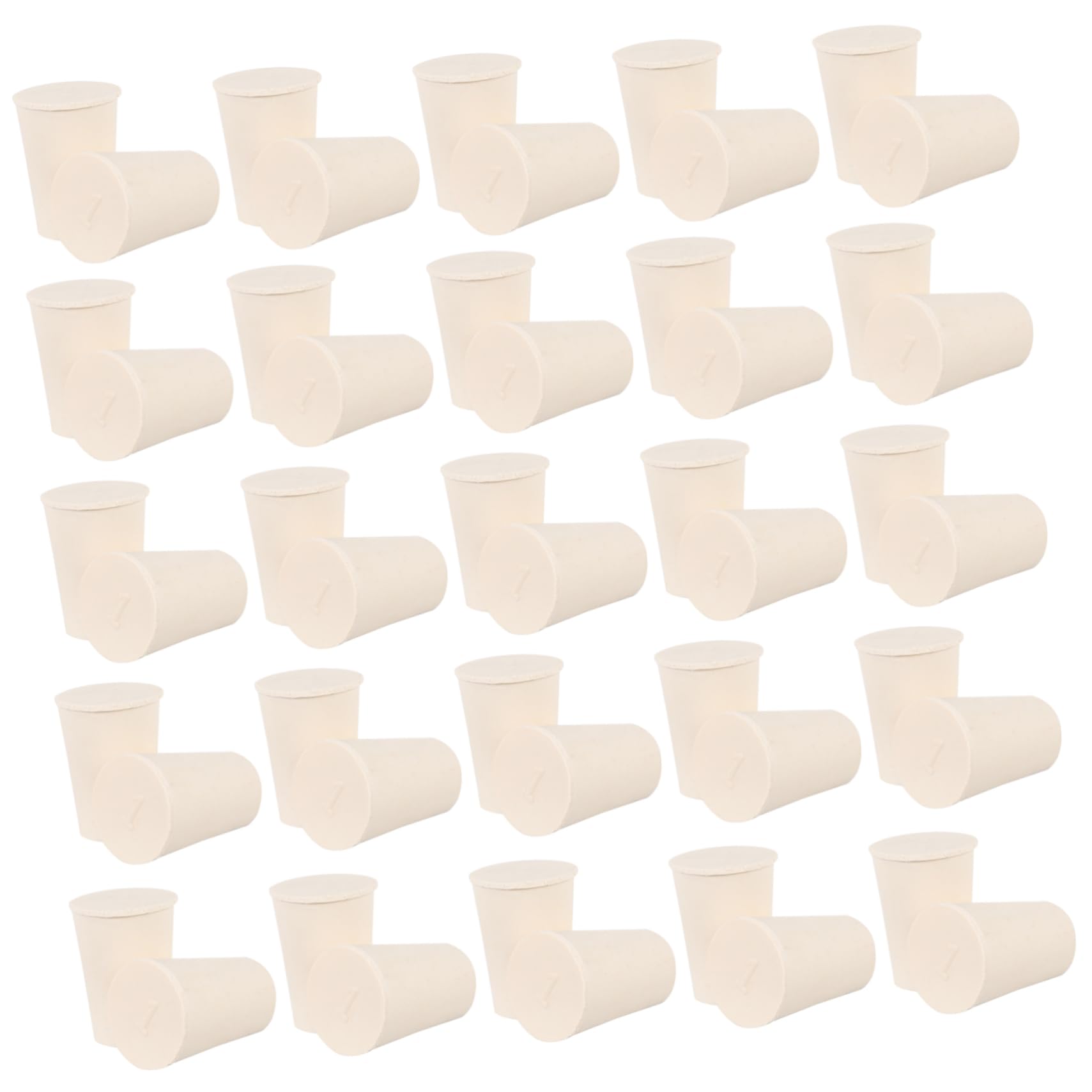 FUNOMOCYA 50 Pcs Rubber Stopper Tapered Flask Plug Laboratory Bottle Stopper Plug Bottle Plugs Tapered Flask Sealing Plug Bottle Hole Stopper Bottle Stoppers Test Tube Plugs White