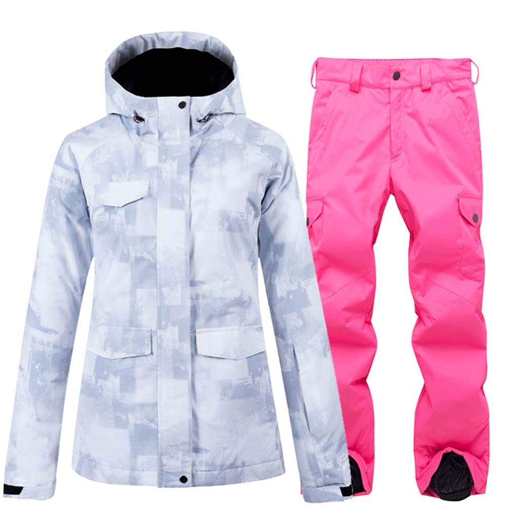 Costumes de ski femmes vestes et pantalons d'hiver imperméables combinaison de ski rose XXL