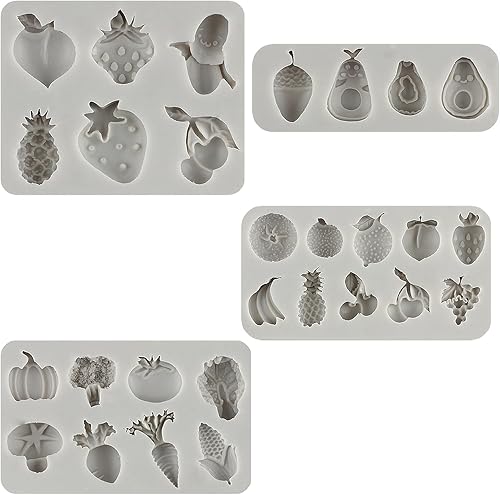 Moldes de silicona para fondant, moldes de silicona para verduras, frutas y frutas, para decoración de pasteles, decoración de cupcakes, caramelo de