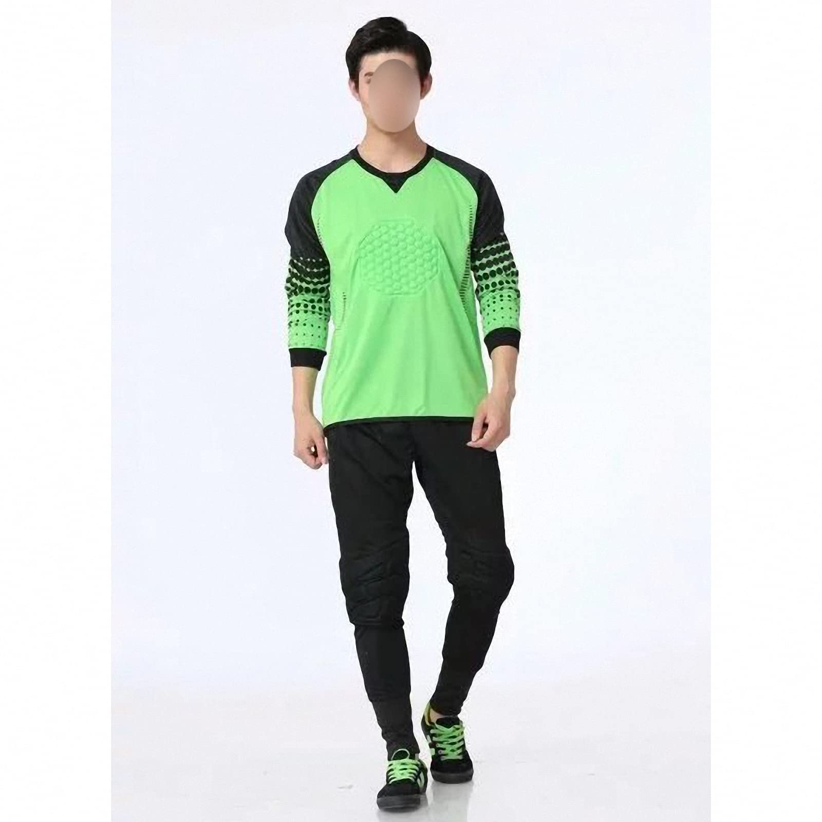 Set di Maglie da Portiere da Calcio da Uomo,Completi Sportivi Abbigliamento da Portiere per Gare di Allenamento, Uniforme da Portiere per Adulti con Crash Pad Ispessito