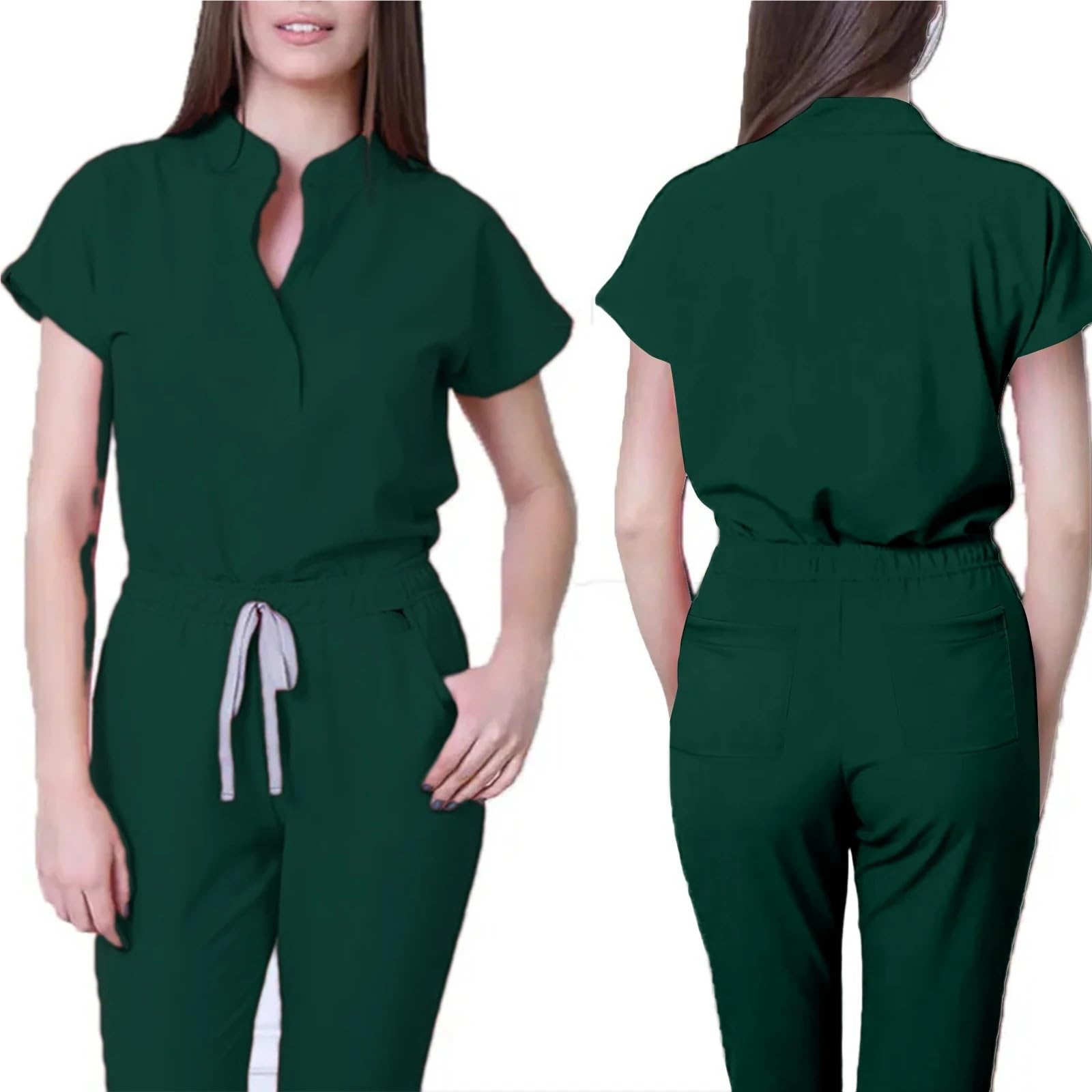 Divisa da Infermiera Tuta da Infermiera Donna, Colletto alla Coreana, Manica Corta, Multicolore, Coulisse in Vita, Multitasche, Uniforme Medica per Le Donne
