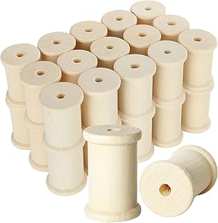 DAJAVE 30 Pack Wooden Spools for Crafts, 2 x 1-3/8 Inch Large Unfinished Wood Spool, Empty Thread Bobbins for Arts DIY Projects, Bobbins